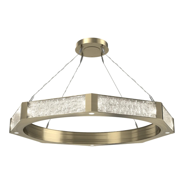 Glacier Ring Chandelier by Hammerton Studio Large in Heritage Brass with Clear Cast glass