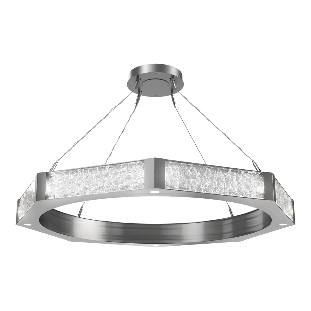 Glacier Ring Chandelier by Hammerton Studio Large in Satin Nickel with Clear Cast glass