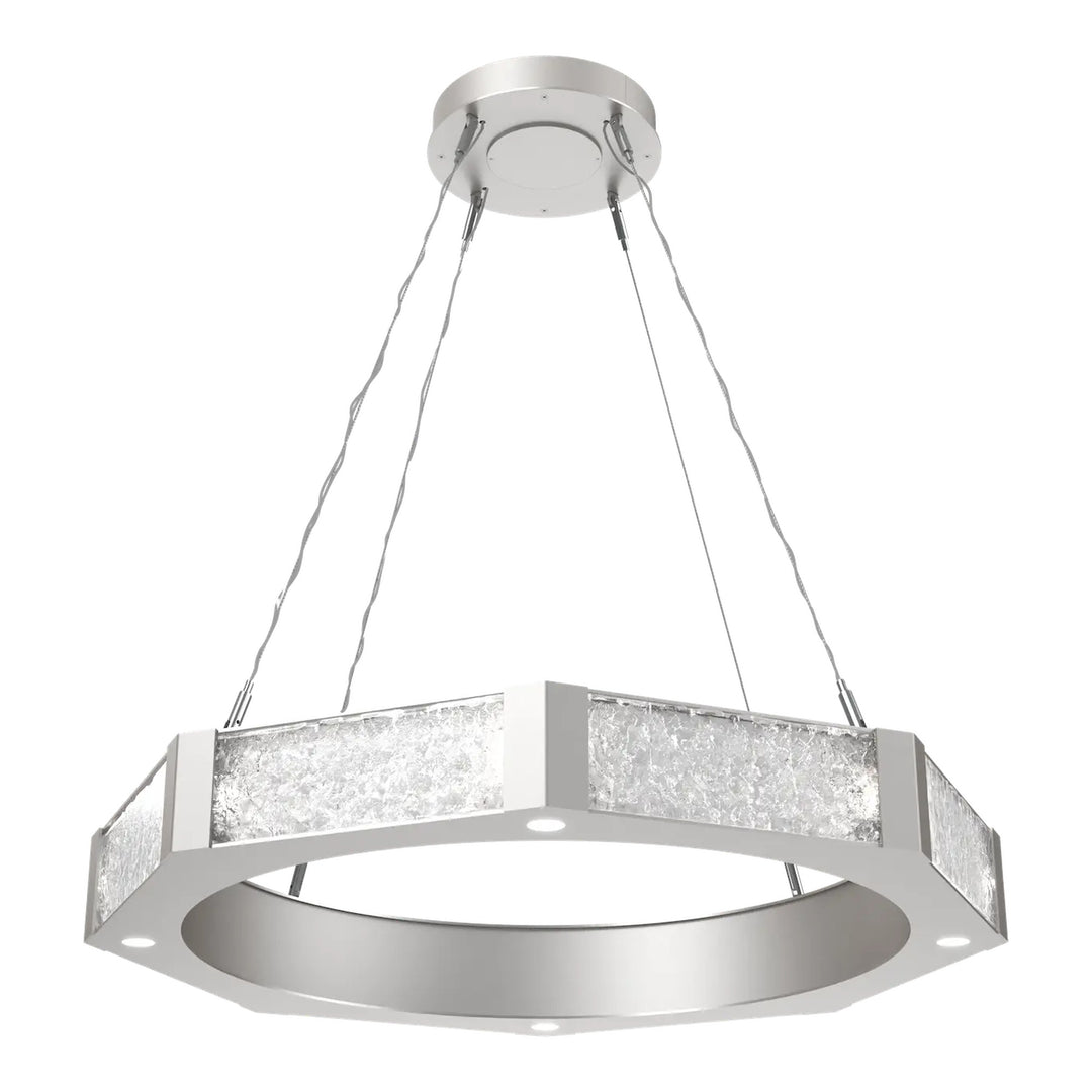 Glacier Ring Chandelier by Hammerton Studio Medium in Beige Silver with Clear Cast glass