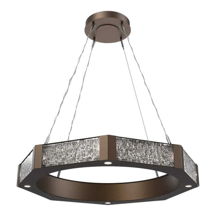 Glacier Ring Chandelier by Hammerton Studio Medium in Flat Bronze with Clear Cast glass