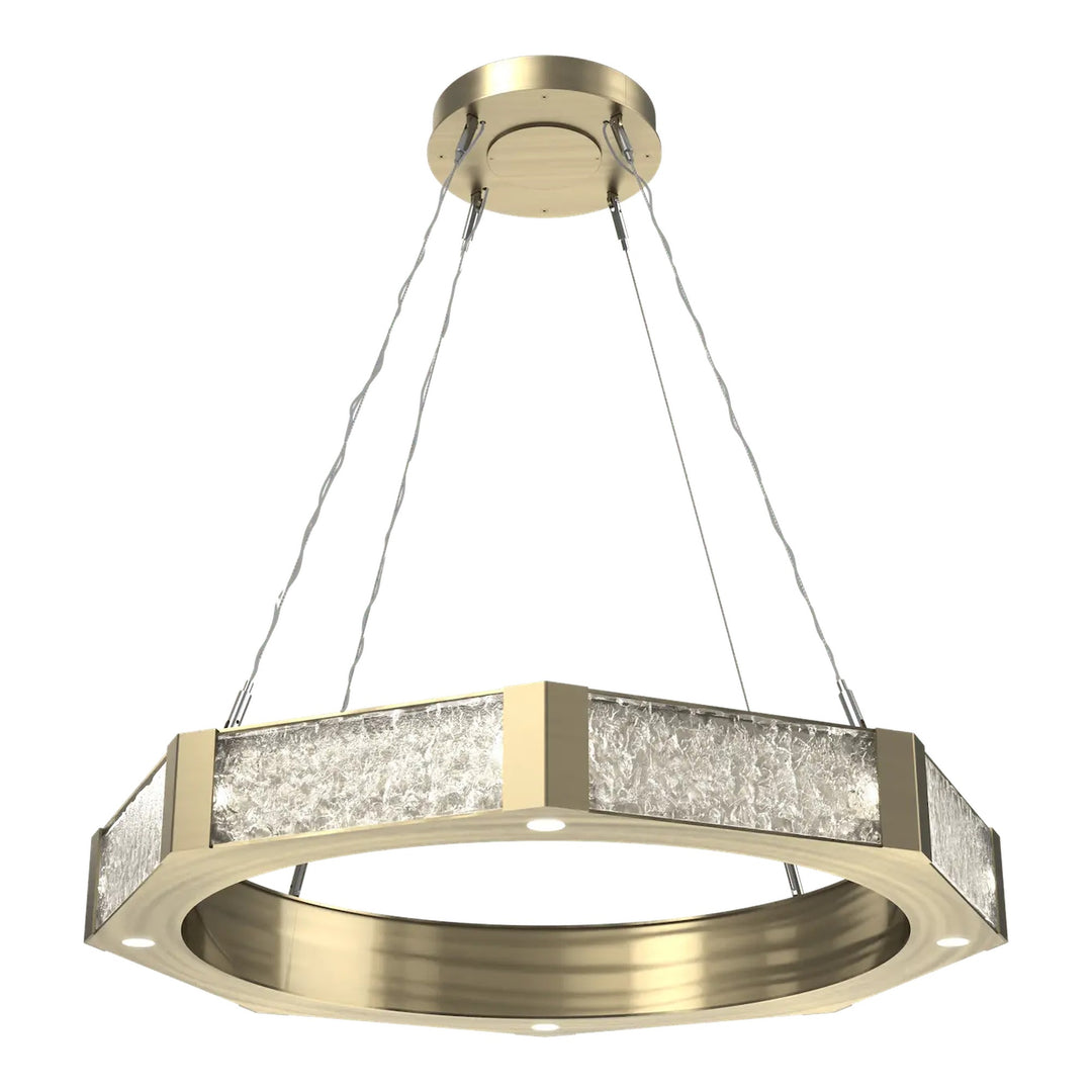 Glacier Ring Chandelier by Hammerton Studio Medium in Heritage Brass with Clear Cast glass