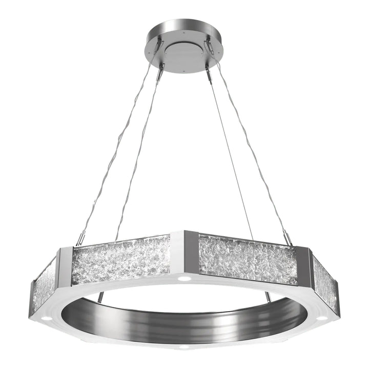 Glacier Ring Chandelier by Hammerton Studio Medium in Satin Nickel with Clear Cast glass