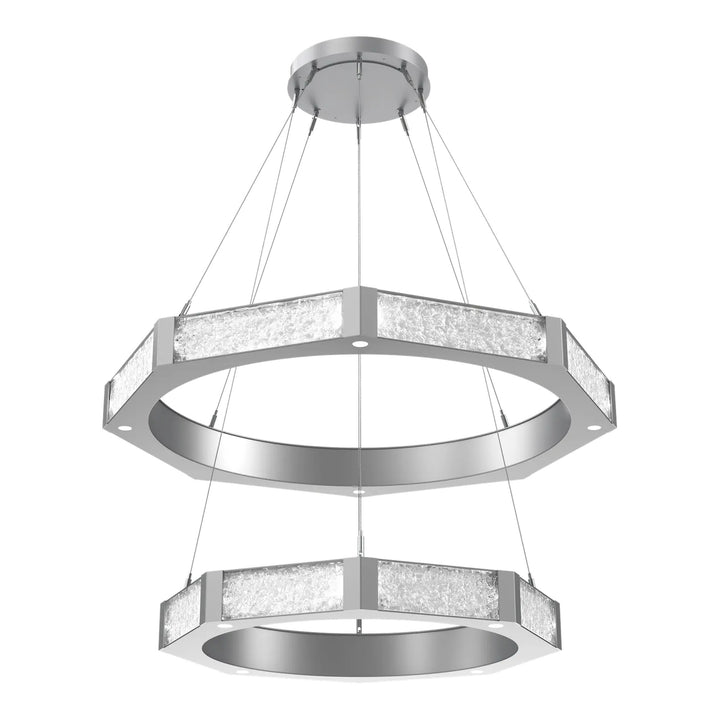 Glacier Ring Chandelier by Hammerton Studio Two-Tier in Classic Silver with Clear Cast glass