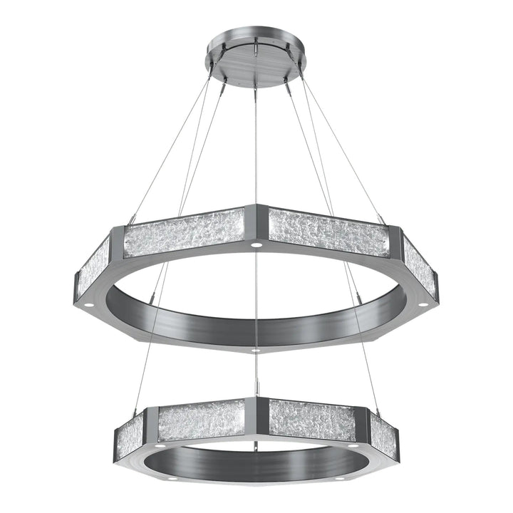 Glacier Ring Chandelier by Hammerton Studio Two-Tier in Gunmetal with Clear Cast glass