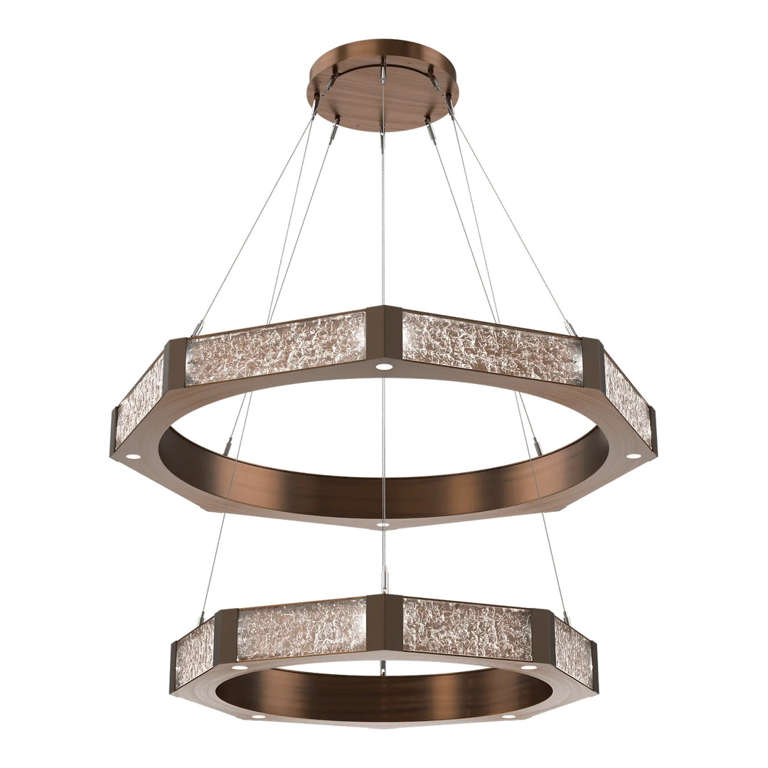 Glacier Ring Chandelier by Hammerton Studio Two-Tier in Oil-Rubbed Bronze with Clear Cast glass
