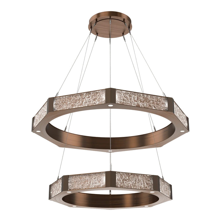 Glacier Ring Chandelier by Hammerton Studio Two-Tier in Oil-Rubbed Bronze with Clear Cast glass