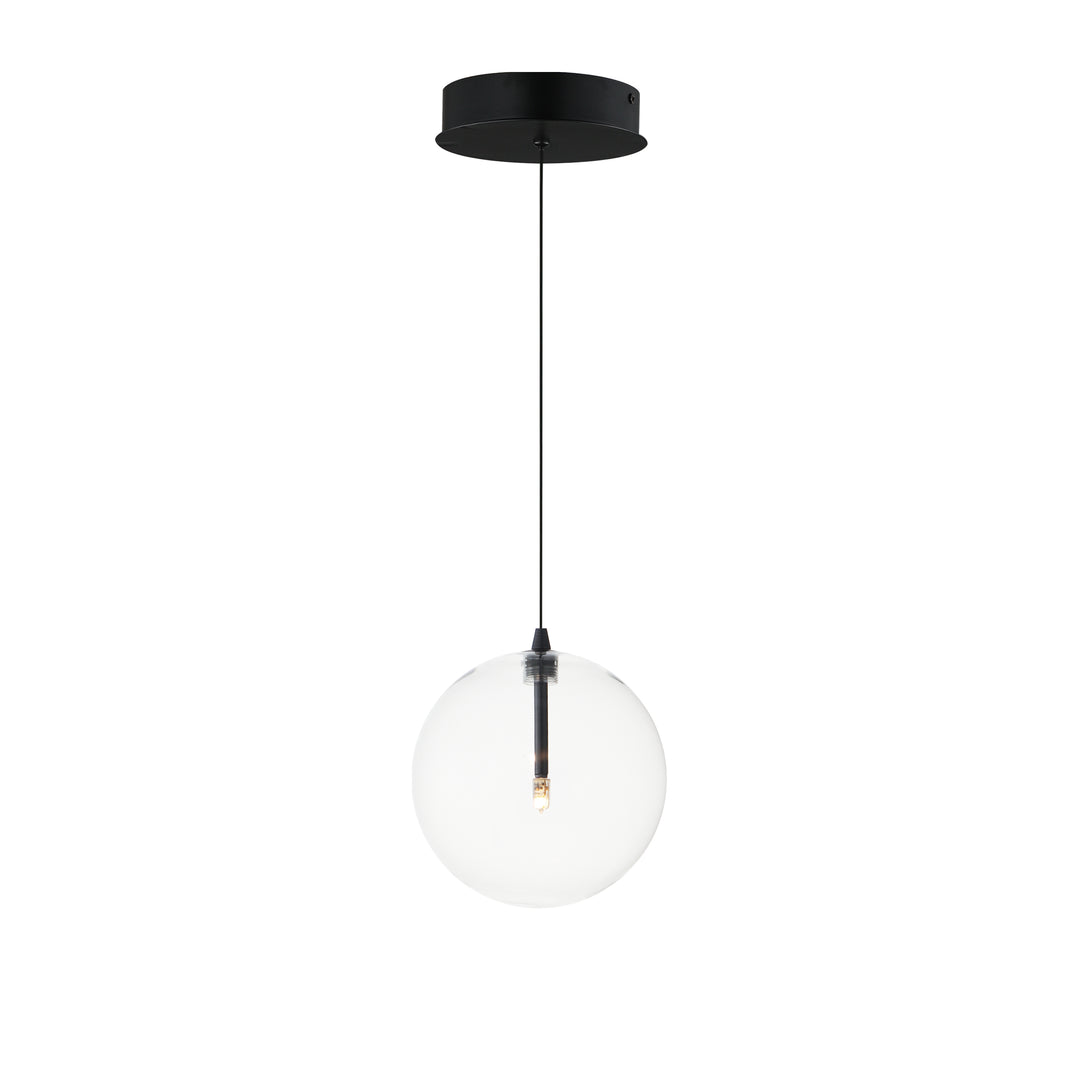 Global 1-Light LED Pendant by ET2 Lighting in Black, front view