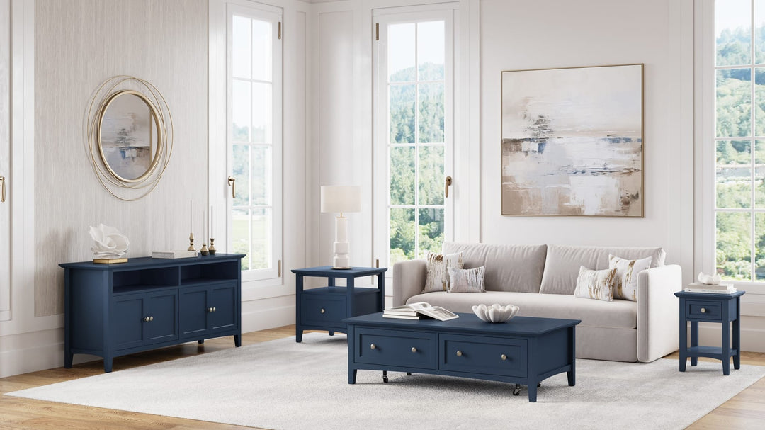Grace 64" Entertainment Console in Blueberry — lifestyle photo