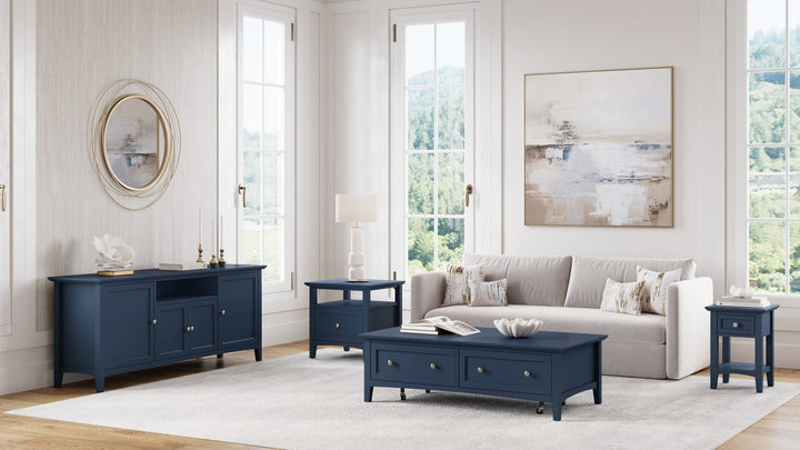 Grace 74" Entertainment Console in Blueberry — lifestyle photo