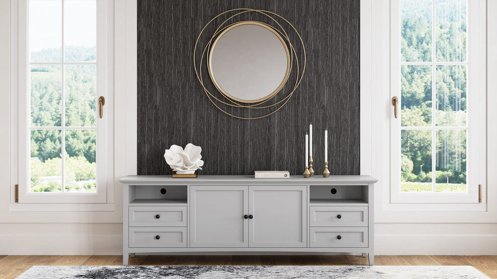 Grace 84" Entertainment Console in Elephant Grey — lifestyle photo
