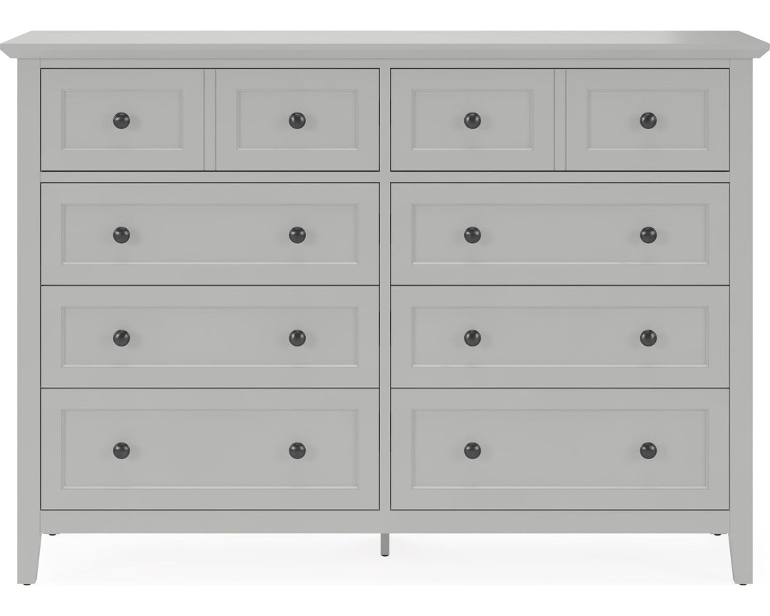 Grace Eight Drawer Dresser in Elephant Grey — on a white background
