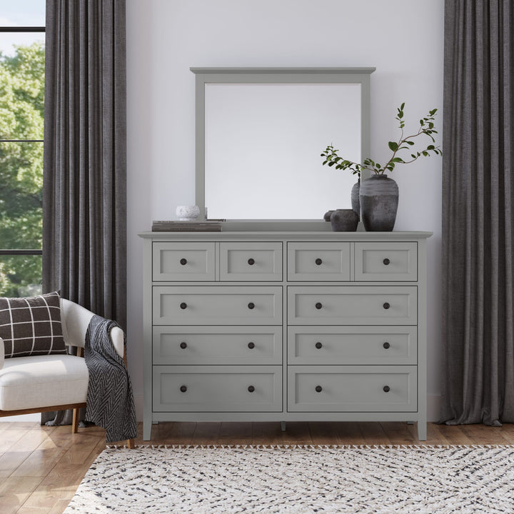 Grace Eight Drawer Dresser in Elephant Grey — styled with the matching mirror (sold separately)