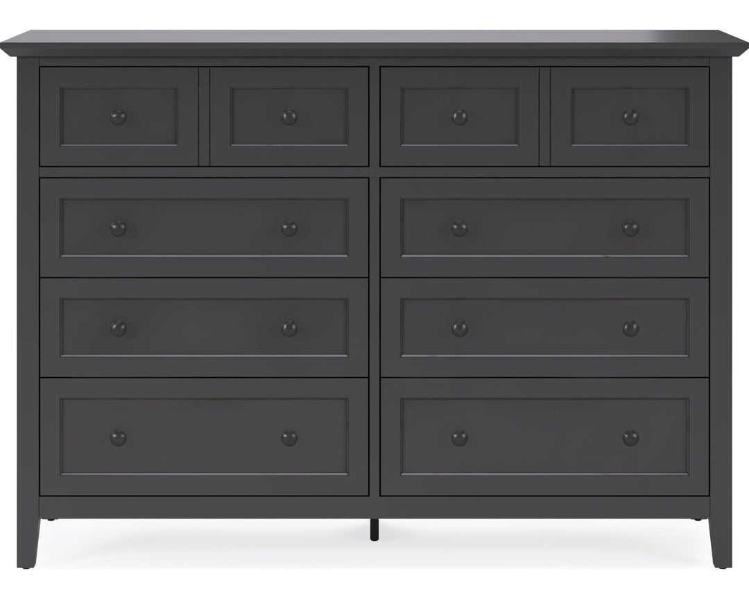 Grace Eight Drawer Dresser in Raven Black — on a white background