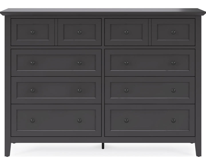 Grace Eight Drawer Dresser in Raven Black — on a white background