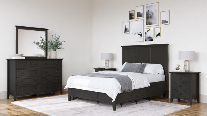 Grace Eight Drawer Dresser in Raven Black — in a bedroom setting