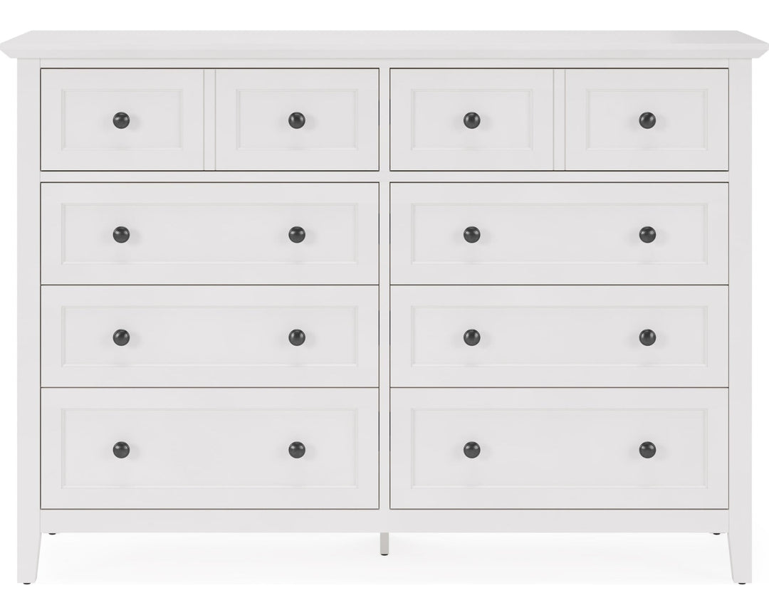 Grace Eight Drawer Dresser in Snowfall White — on a white background
