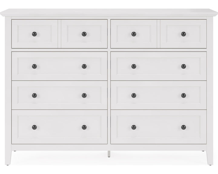 Grace Eight Drawer Dresser in Snowfall White — on a white background