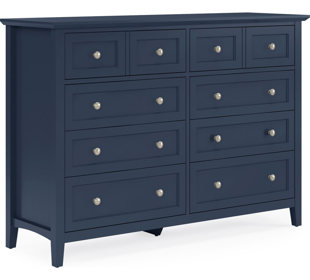Grace Eight Drawer Dresser in Blueberry — on a white background