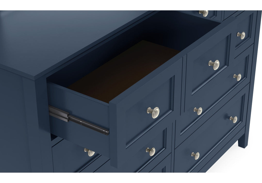 Grace Eight Drawer Dresser in Blueberry — with drawers open