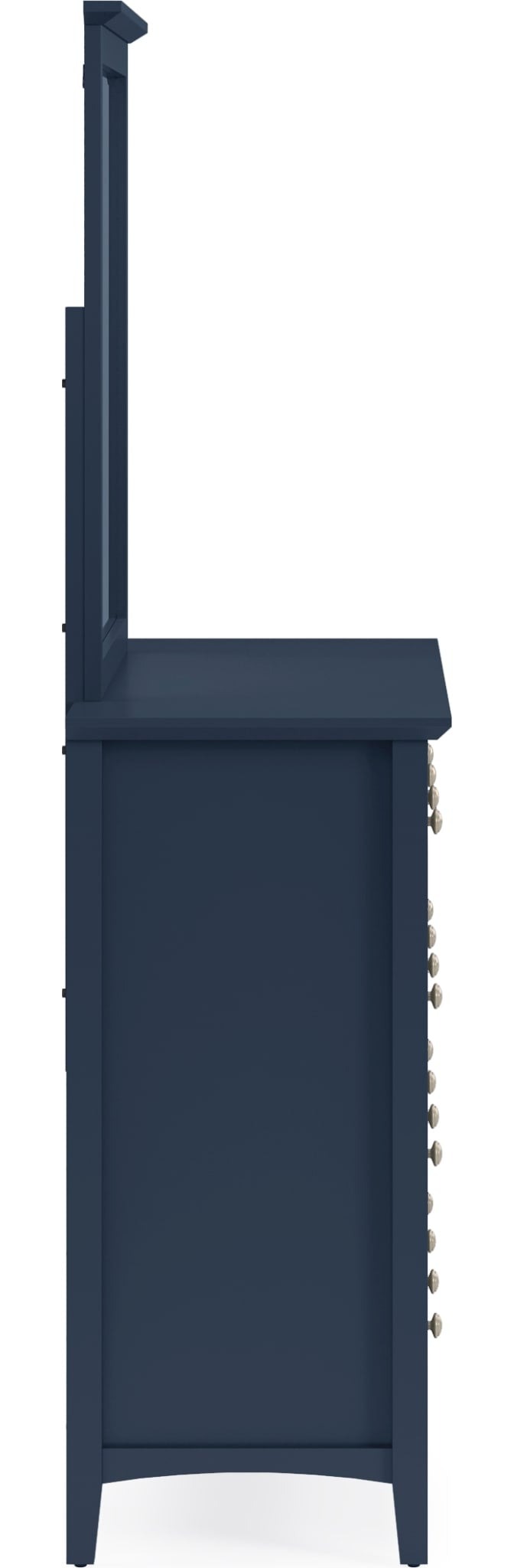 Grace Eight Drawer Dresser in Blueberry — side view with the matching mirror (sold separately)