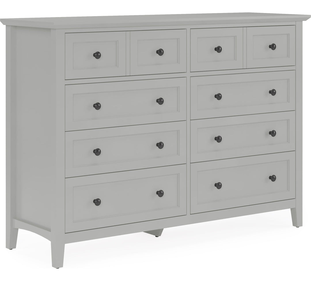 Grace Eight Drawer Dresser in Elephant Grey — on a white background