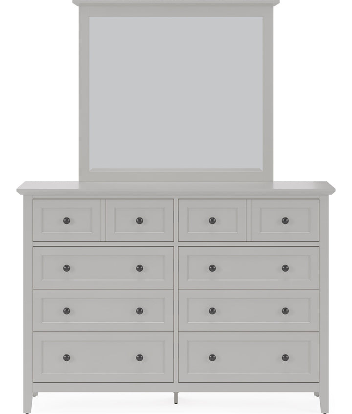 Grace Eight Drawer Dresser in Elephant Grey — on a white background with the matching mirror (sold separately)