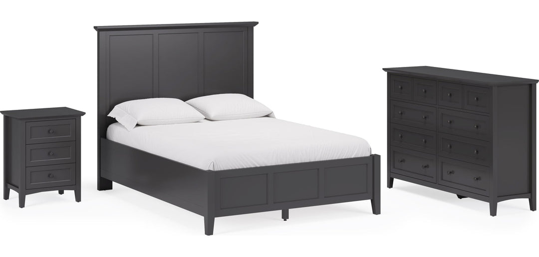 Grace Eight Drawer Dresser in Raven Black — shown with the matching bedroom group (sold separately)
