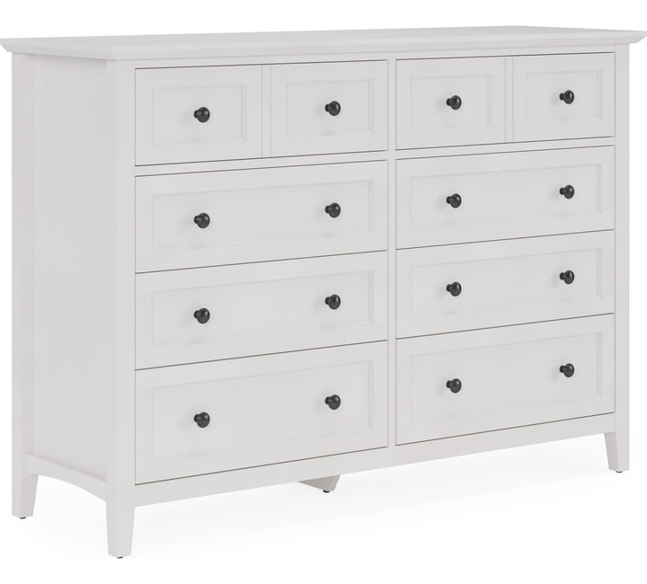 Grace Eight Drawer Dresser in Snowfall White — on a white background