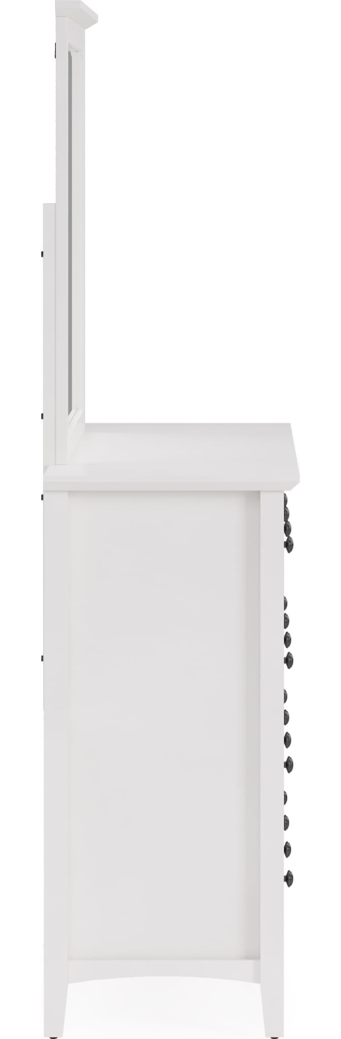 Grace Eight Drawer Dresser in Snowfall White — side view with the matching mirror (sold separately)