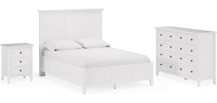 Grace Eight Drawer Dresser in Snowfall White — shown with the matching bedroom group (sold separately)
