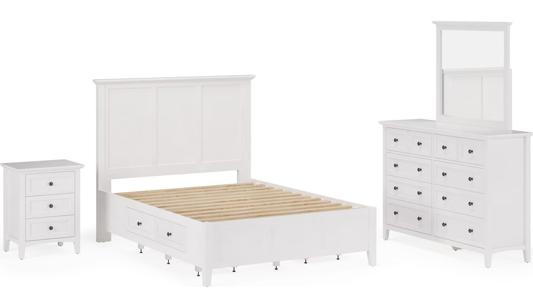Grace Eight Drawer Dresser in Snowfall White — shown with the matching bedroom group (sold separately)