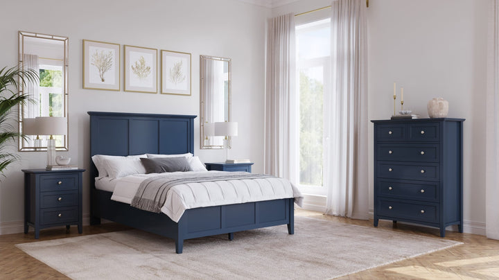 Grace Five Drawer Chest in Blueberry — in a bedroom setting