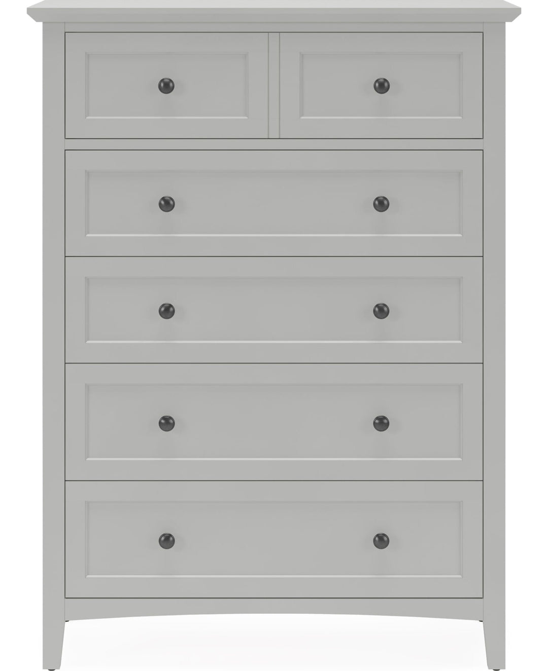 Grace Five Drawer Chest in Elephant Grey — on a white background