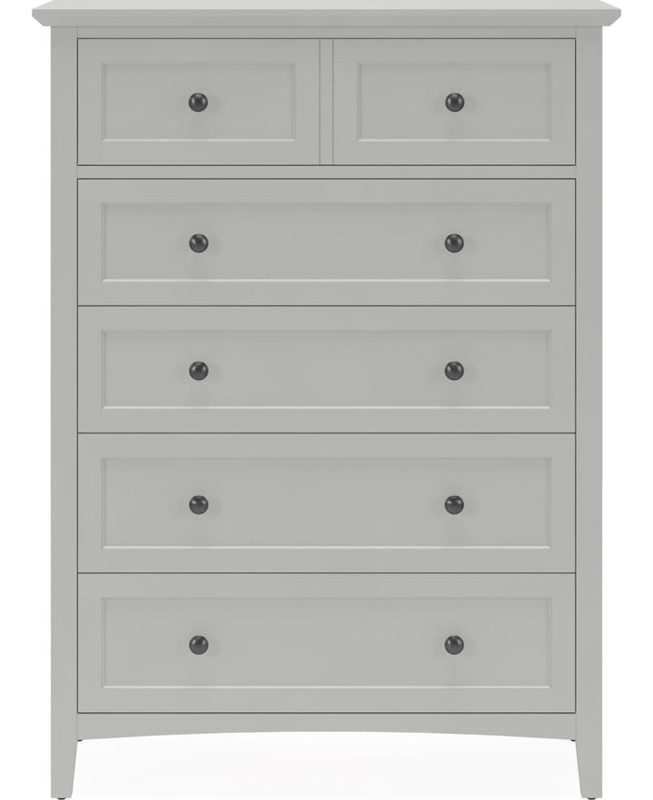 Grace Five Drawer Chest in Elephant Grey — on a white background