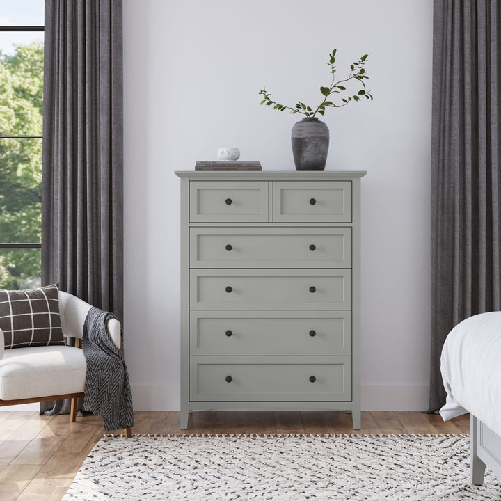 Grace Five Drawer Chest in Elephant Grey — styled in a room