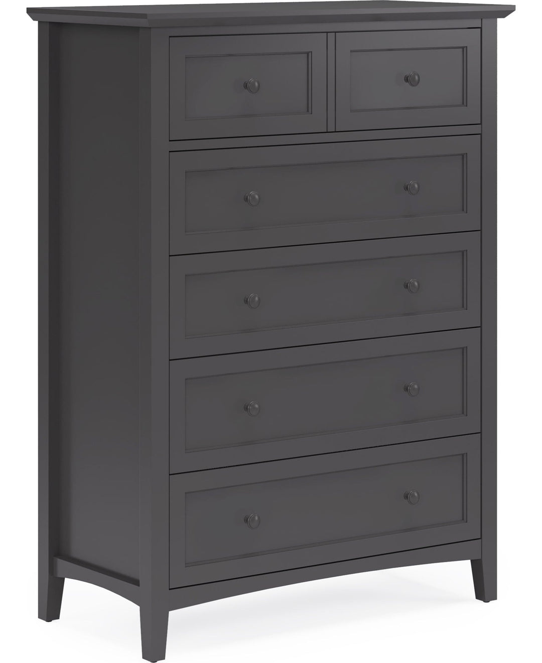 Grace Five Drawer Chest in Raven Black — on a white background