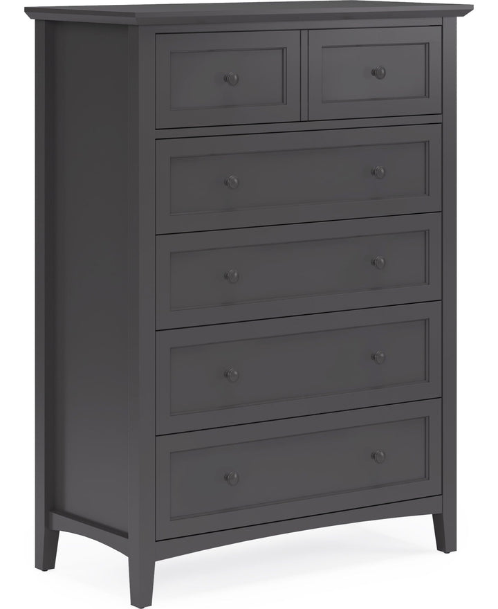 Grace Five Drawer Chest in Raven Black — on a white background