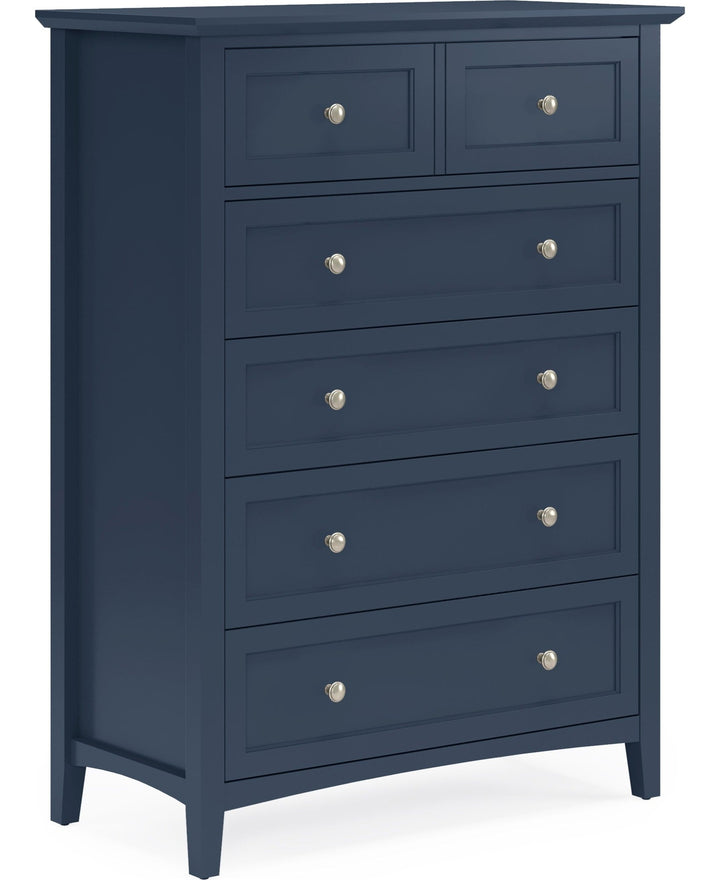 Grace Five Drawer Chest in Blueberry — on a white background