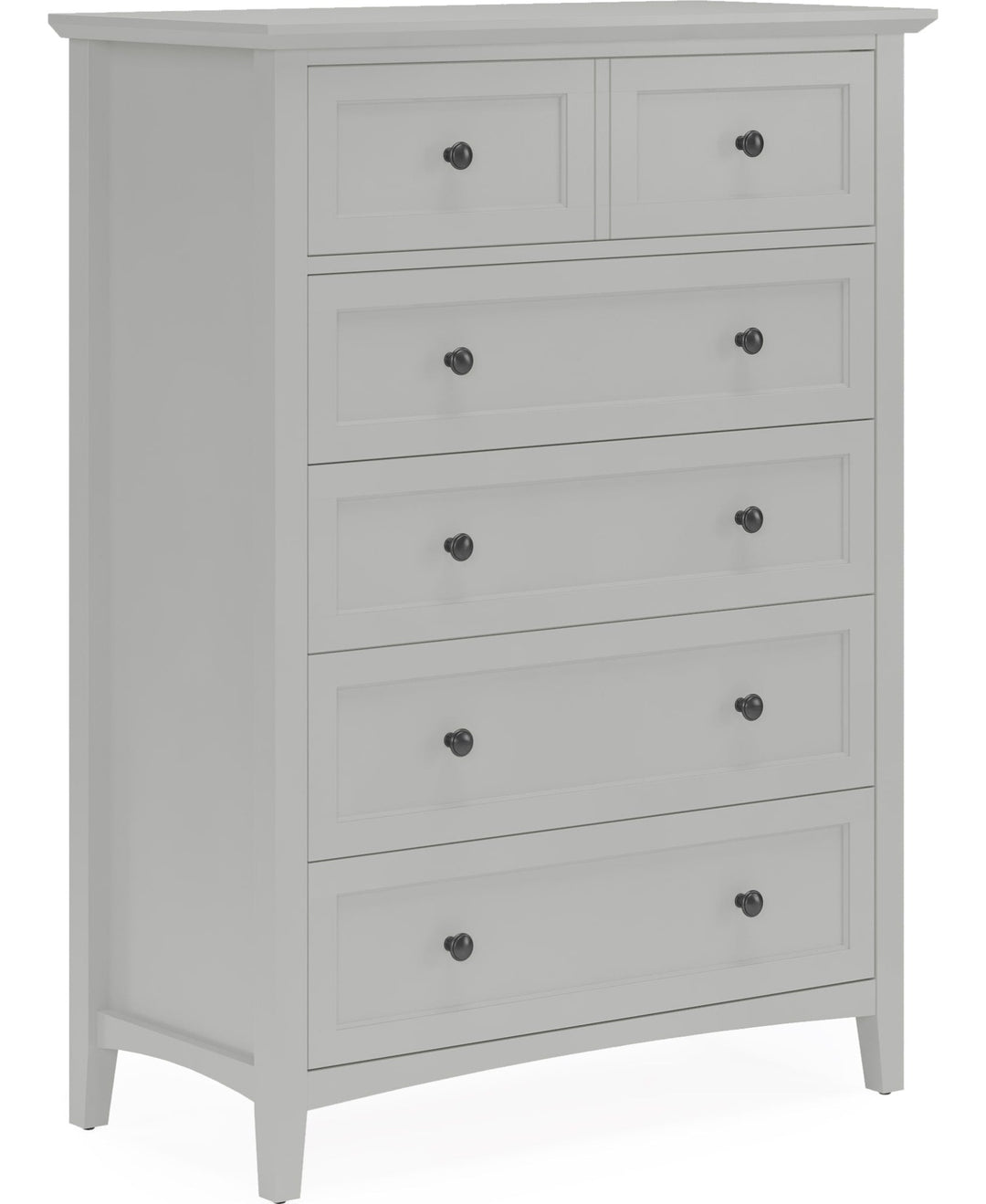 Grace Five Drawer Chest in Elephant Grey — on a white background