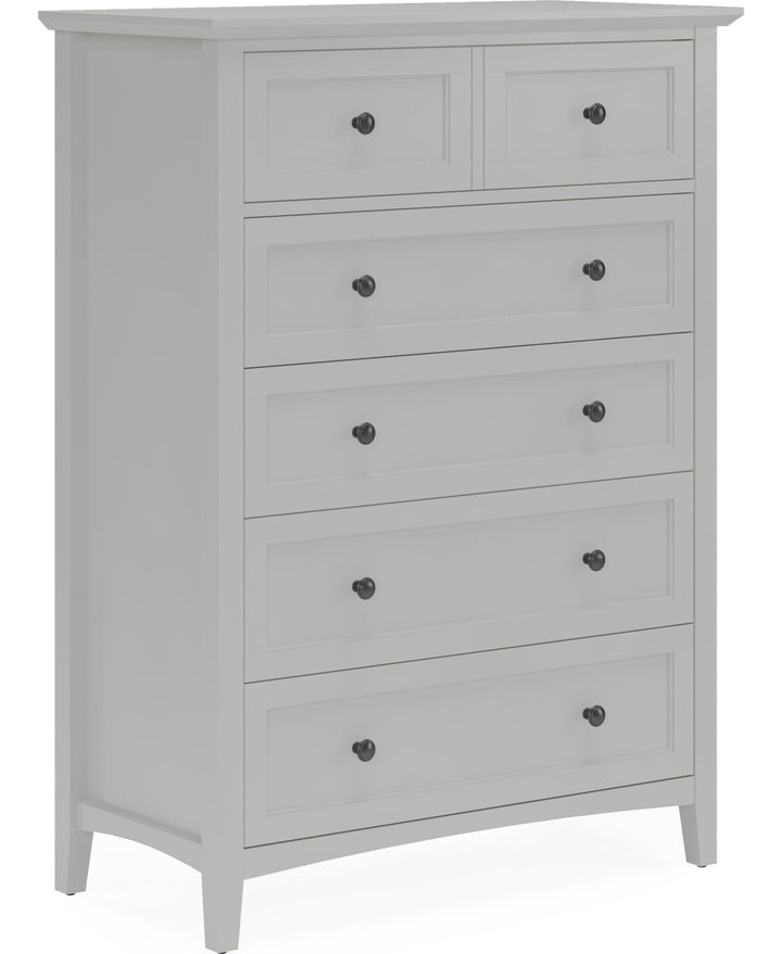 Grace Five Drawer Chest in Elephant Grey — on a white background