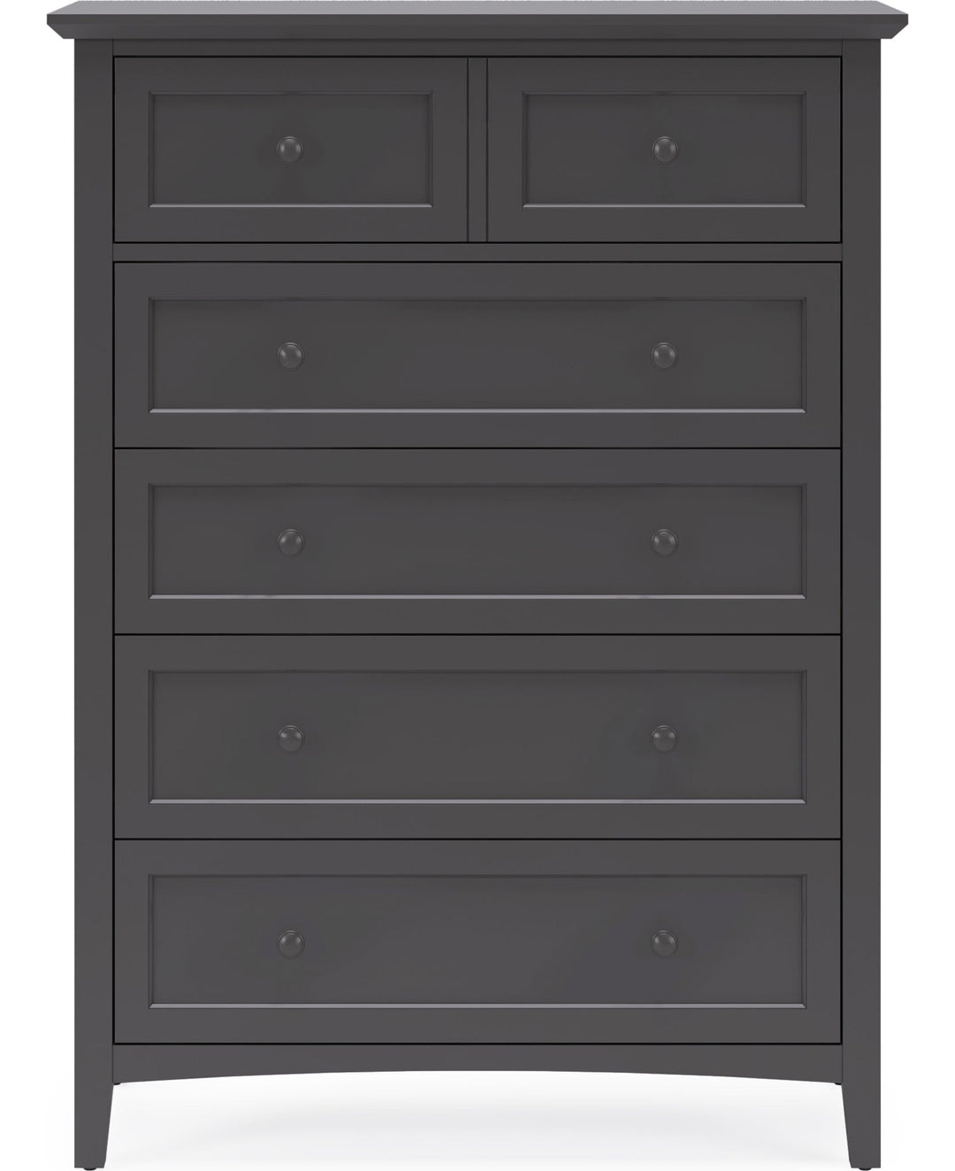 Grace Five Drawer Chest in Raven Black — on a white background
