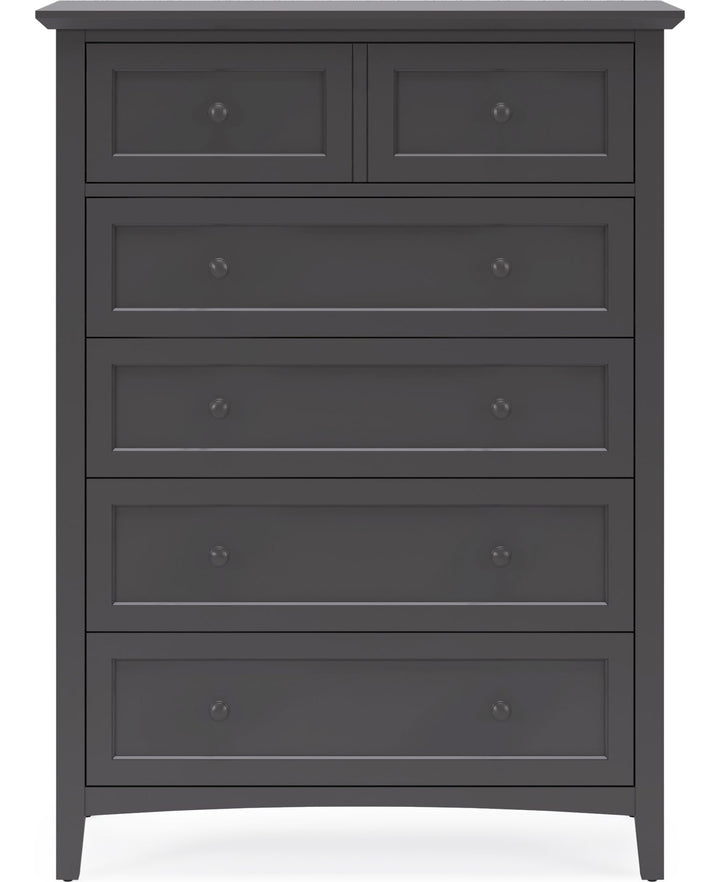 Grace Five Drawer Chest in Raven Black — on a white background