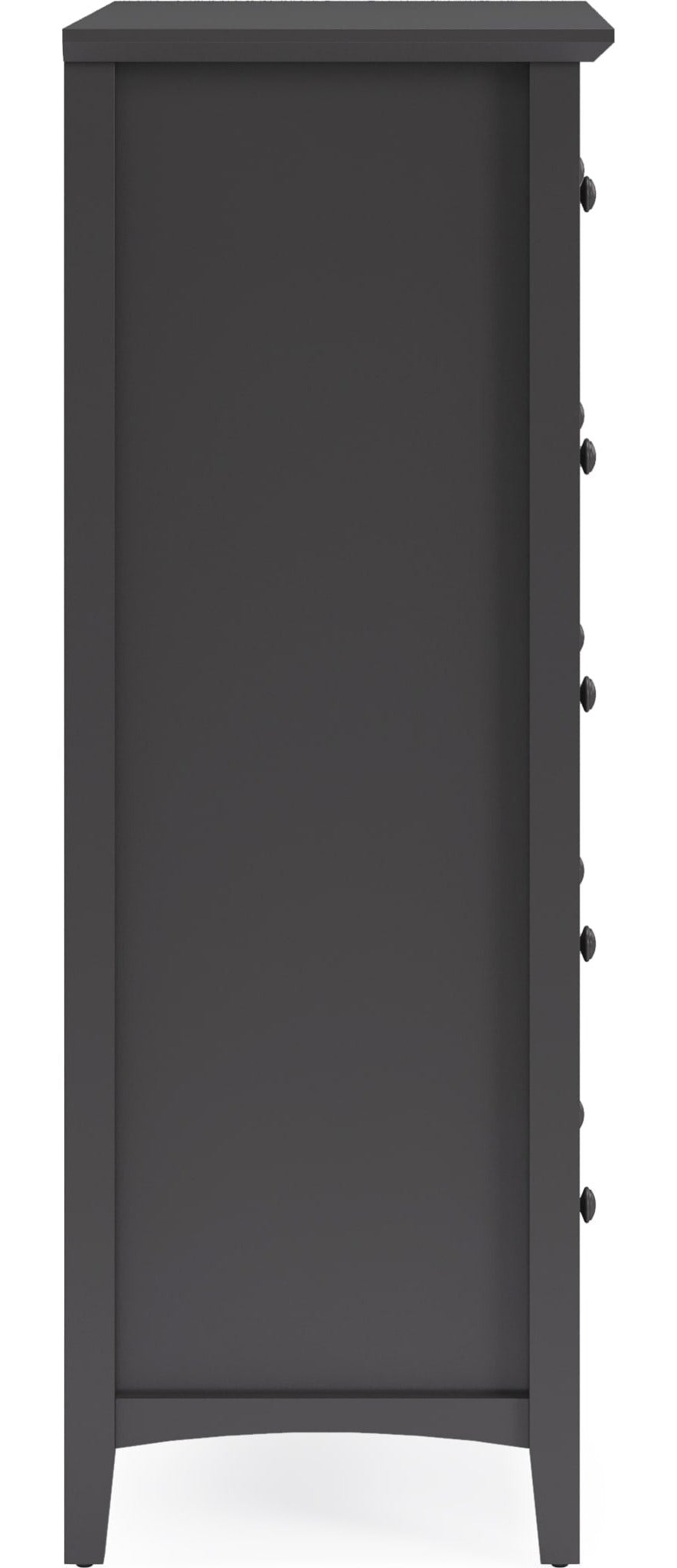 Grace Five Drawer Chest in Raven Black — side view