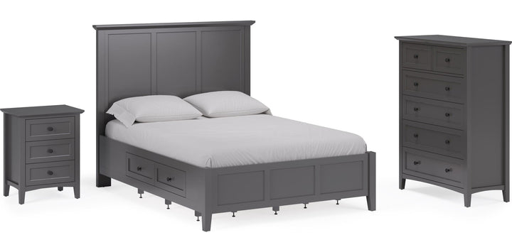 Grace Five Drawer Chest in Raven Black — shown with the matching bedroom group (sold separately)
