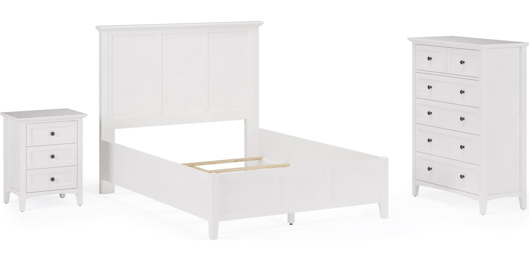 Grace Five Drawer Chest in Snowfall White — shown with the matching bedroom group (sold separately)