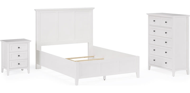 Grace Five Drawer Chest in Snowfall White — shown with the matching bedroom group (sold separately)