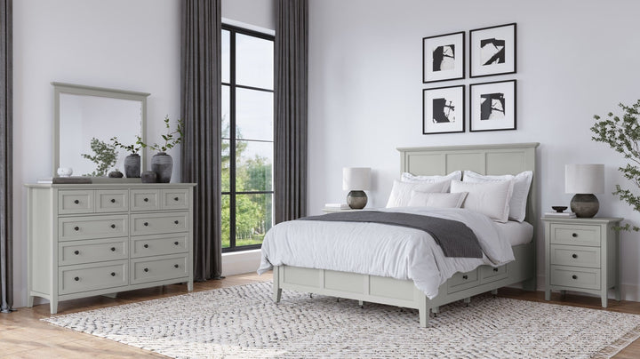 Grace Four Drawer Platform Storage Bed in Elephant Grey styled in a bedroom