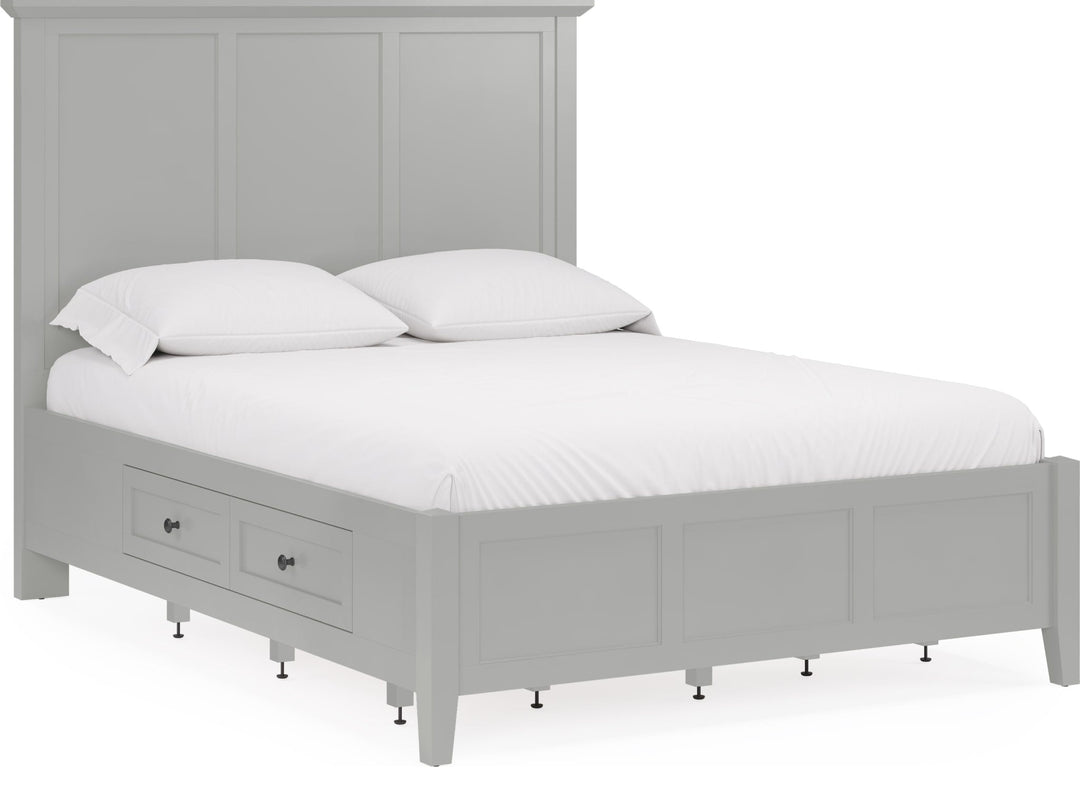 Grace Four Drawer Platform Storage Bed in Elephant Grey — white background, angled view