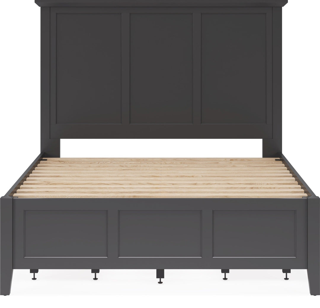 Grace Four Drawer Platform Storage Bed in Raven Black — front view without mattress