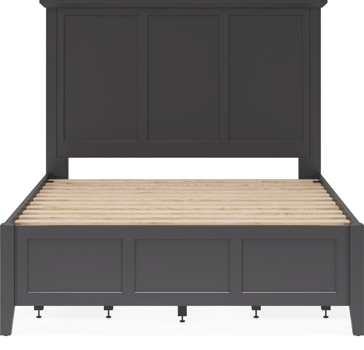 Grace Four Drawer Platform Storage Bed in Raven Black — front view without mattress
